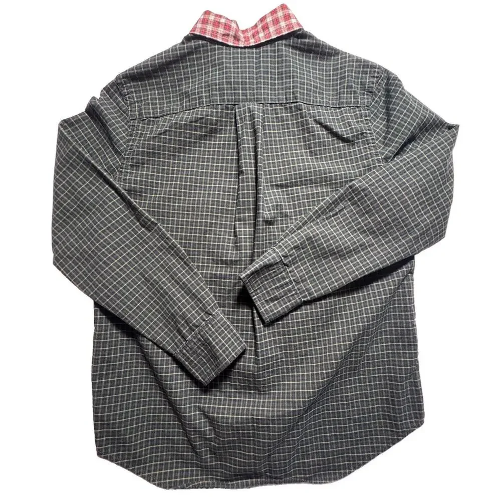 Ralph Lauren Boys M 10-12 Green Blue Check Button Down Shirt Pony Logo Cotton